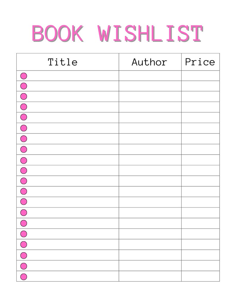 Simple Printable Book Wish List Tracker Rainbow Package, Kids Book Fair