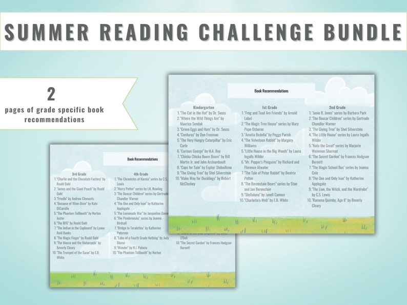 Kids Summer Reading Challenge for Kids Printable Summer - Etsy