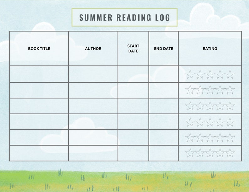 Kids Summer Reading Challenge for Kids Printable Summer - Etsy