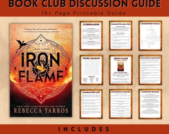 Iron Flame by Rebecca Yarros, Book Club Discussion Guide Printable, Fourth Wing Book Series, Ideas for Booktok Romance Novel Readers
