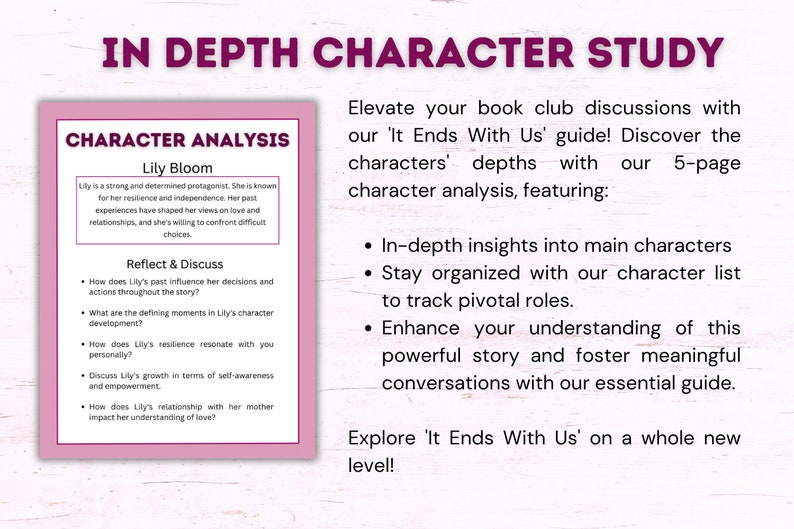 It Ends With Us by Colleen Hoover, Book Club Discussion Guide Printable