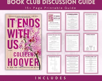 It Ends With Us by Colleen Hoover, Book Club Discussion Guide Printable, Contemporary Book Ideas for Steamy Booktok Romance Novel Readers