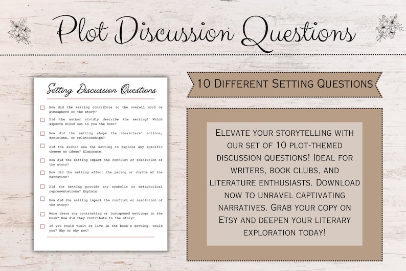 Book Club Discussion Questions Printable Reading Group Discussion Question for Women Book Club