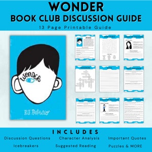 Wonder by R J Palacio, Children's Book Club Discussion Guide, Reading ...