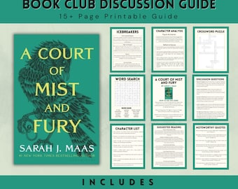 A Court of Mist and Fury by Sarah J Maas, Book Club Discussion Guide Printable, Fantasy Book Ideas for Booktok Romance Novel Readers, ACOTAR