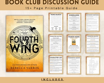 Fourth Wing by Rebecca Yarros, Book Club Discussion Guide Printable, Dragon Fantasy Book Ideas for Booktok Romance Novel Readers