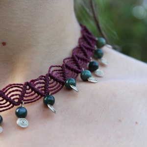 macrame necklace with jadeite stones