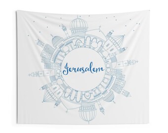 Jerusalem Tapestry, Christian  Messianic Art, Jewish Art, Faith Based Home Decor, Housewarming Gift Ideas, Support Israel, The Holy Land