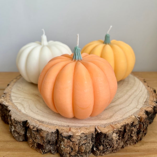 Pumpkin Shaped Pillar Candle - Autumn / Fall Decor, 100% Soy Wax, Hand-Poured to order, Vegan-Friendly and Eco-Friendly, Curiosity Candles