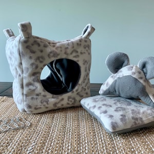 MATCHING CAGE ACCESSORIES | Matching set of cube hammock, chin buddy, and pillow | Set for chinchillas, ferrets, Guinea pigs, degus