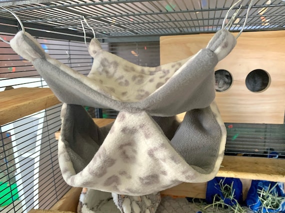 Fleece Double Hammock: Small Pet Cage Bed for Chinchilla, Rat, Guinea Pig | Anti Pill Fleece Hammock | Chinchilla Accessories | Cute Hammock