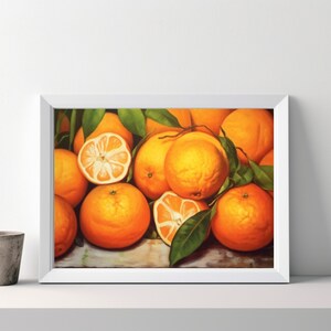 Vintage Mexican Cocina Oil Painting, Rustic Kitchen Decor, Still Life Orange Wall Art,  Fruit Digital Print, Printable Hacienda Artwork