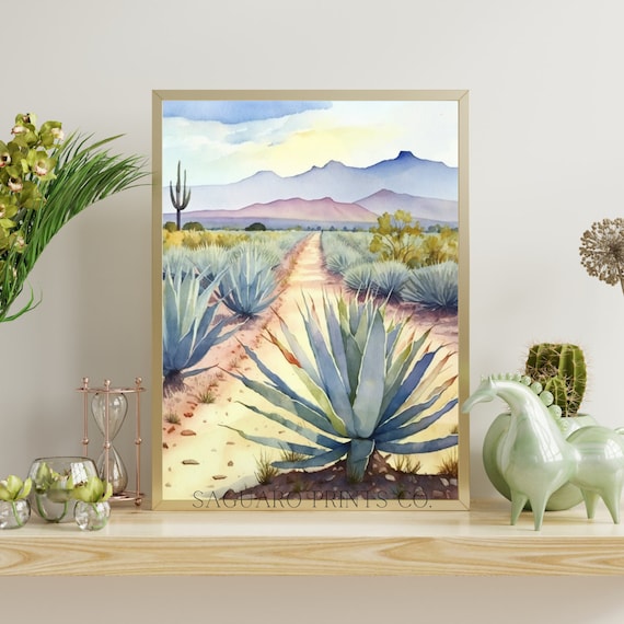 Agave Mexican Wall Art, Extra Large Wall Art Desert Landscape, Home Bar  Cart Art, Southwestern Art Watercolor Painting, Zen Wall Art for Him - Etsy  Denmark