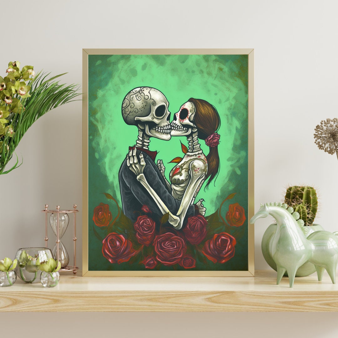 Vintage Dia De Los Muertos Oil Painting, Day of the Dead Digital Art ...