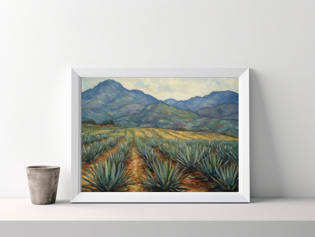 Agave Mexican Wall Art, Extra Large Wall Art Desert Landscape, Home Bar ...