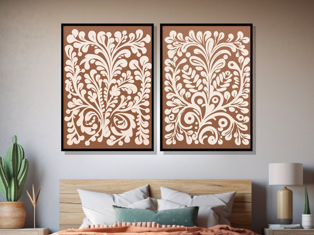 Mexican Kitchen Wall Art, Gallery Set of 2 Talavera Tile Digital Print