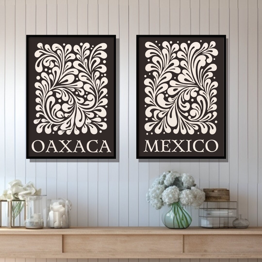 Mexican Kitchen Wall Art, Gallery Set of 2 Talavera Tile Digital Print