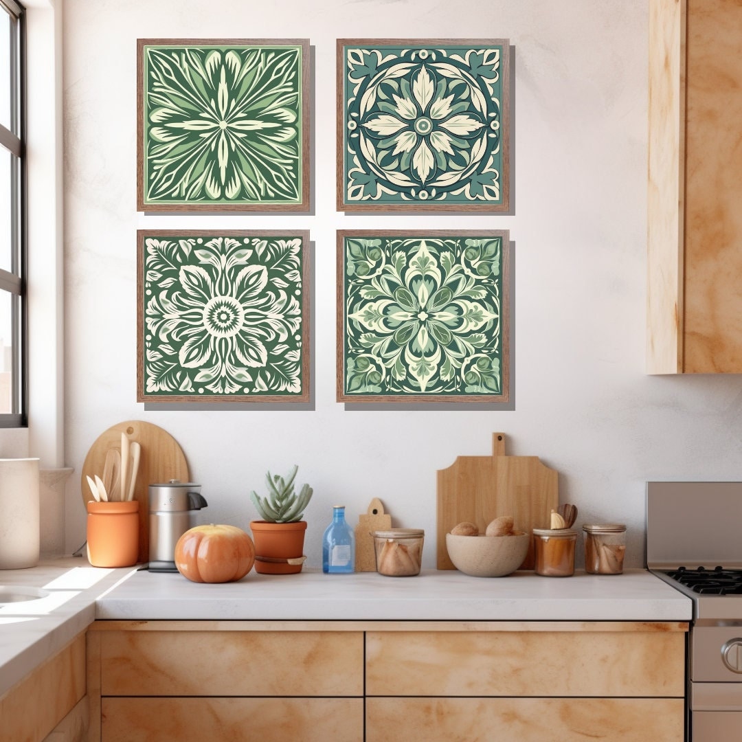 Mexican Kitchen Wall Art Printable Sage Green Painting Etsy