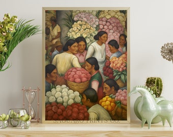 Antique Oil Painting, Mexican Folk Art, Calla Lily Flower Painting, Southwestern Wall Art, Digital Art Print, Rustic Mexican Botanical Decor