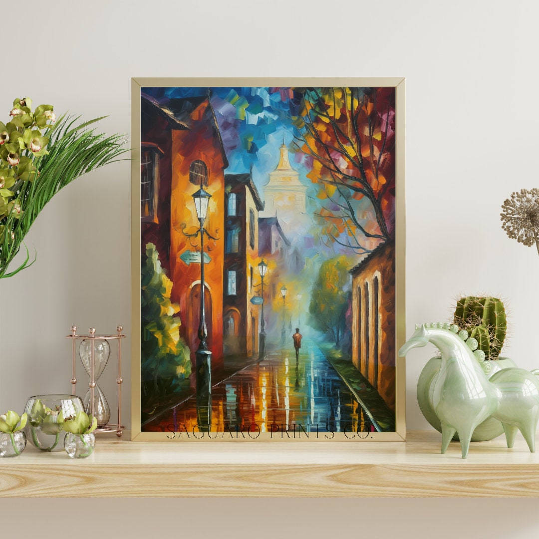 Modern French Art Oil Painting, Vintage Cityscape Print, European ...