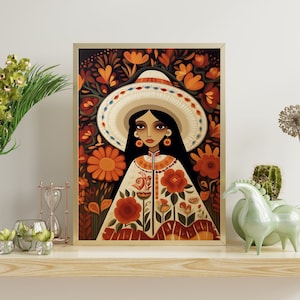 Mexican Folk Art, Modern Rustic Hispanic Home Decor, Southwestern Impressionist Printable Poster, Digital Art Print for Interior Designer