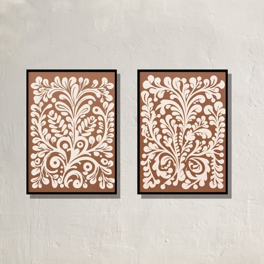 Mexican Kitchen Wall Art, Gallery Set of 2 Talavera Tile Digital Print