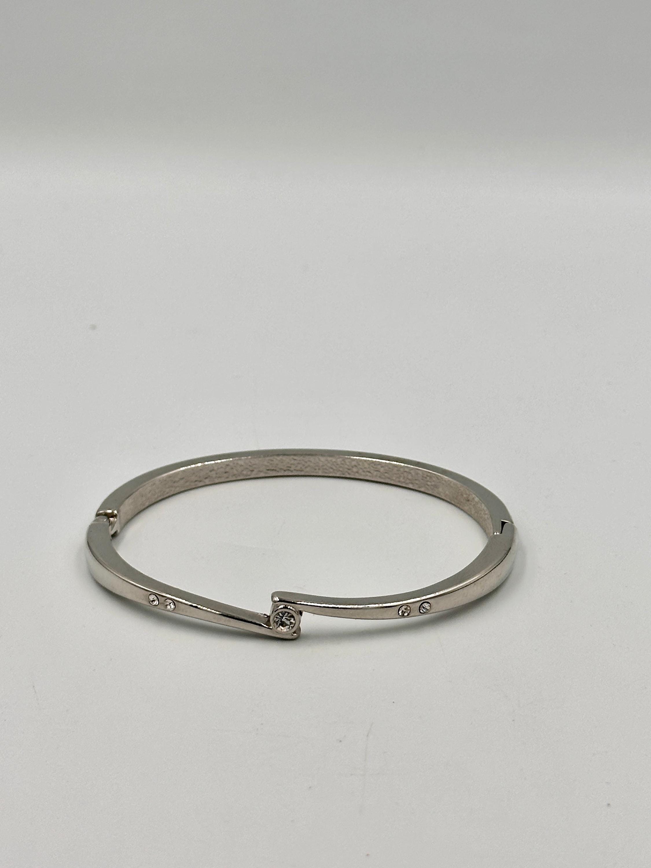 Timeless Bangle in Silver Colour With Rhinestones Etsy Ireland