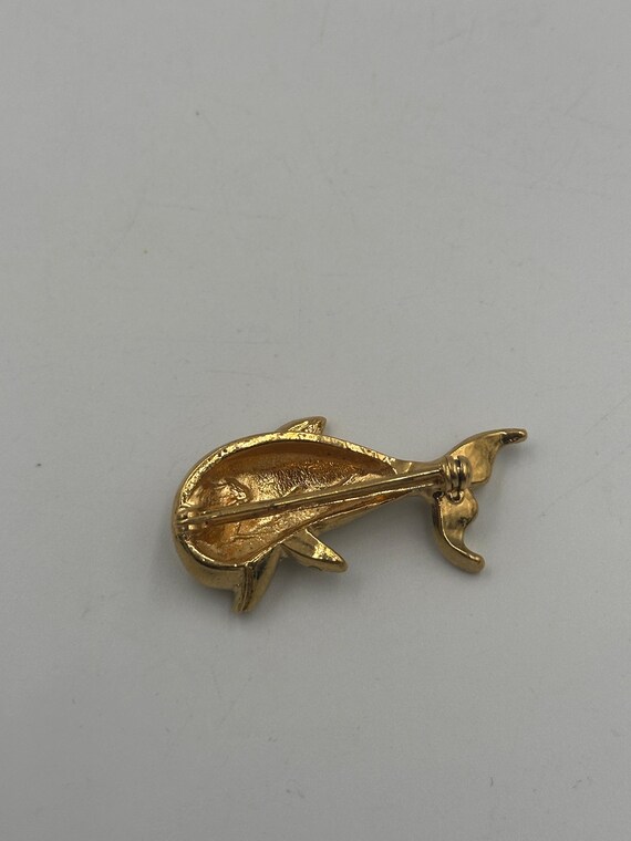 Delphin Brosche vergoldet mit Strasssteinen - image 4