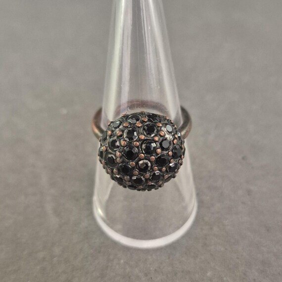 Statement-Ring mit schwarzen Strasssteinen im Vin… - image 6