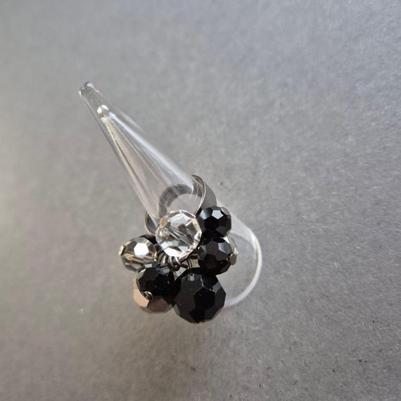 Statement-Ring mit facettierten Glasperlen – Schw… - image 5