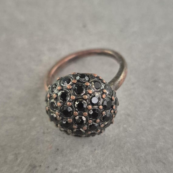 Statement-Ring mit schwarzen Strasssteinen im Vin… - image 7