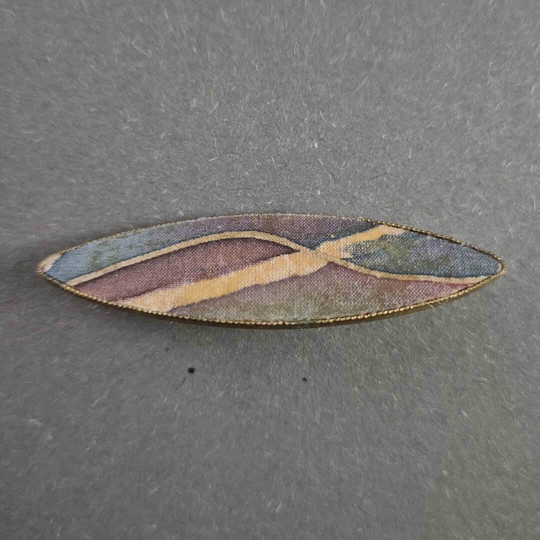 Vintage Brooch With Fabric Inlay – Art Nouveau Inspired Design - Etsy