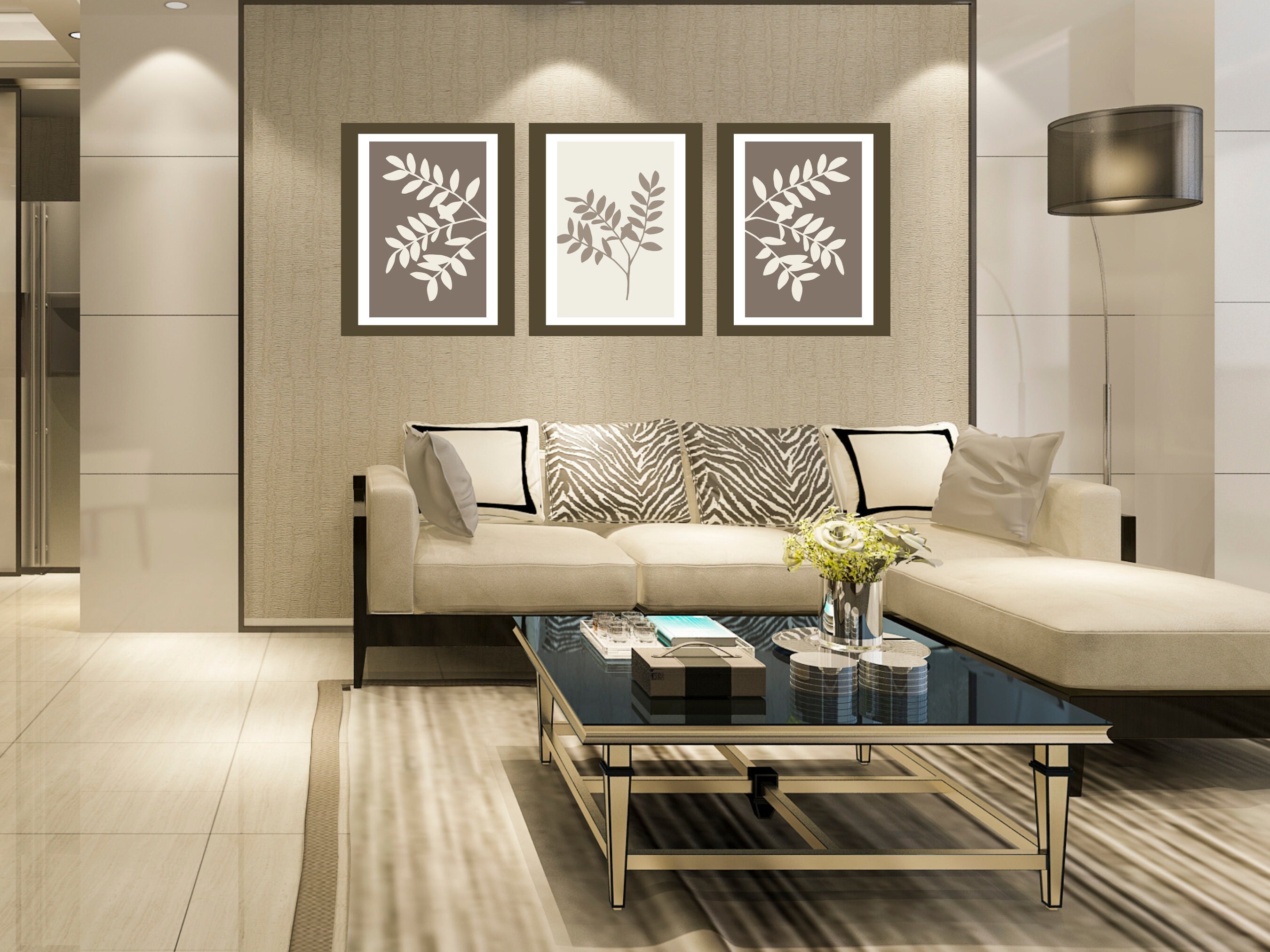 Modern Organic Wall Art Neutral Leaves Wall Art-set of 3 Wall - Etsy