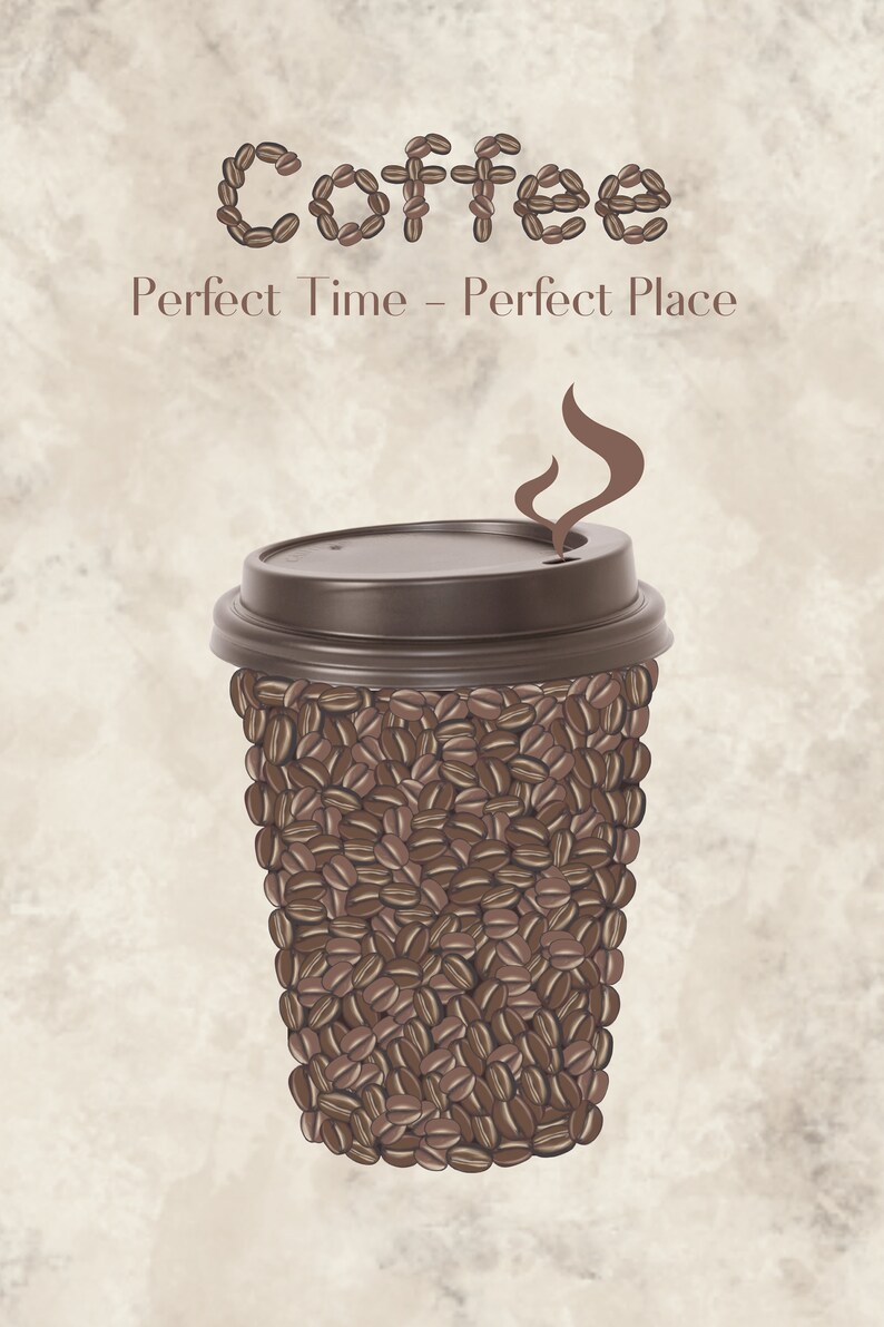 Coffee Bean Wall Art Coffee perfect Time Perfect Etsy