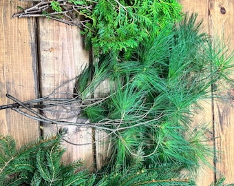 Fresh Cut Holiday Greenery Mix: Spruce, Juniper, Cedar, Pine - DIY Christmas Decor