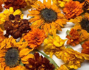 Dried Sunflower and Marigold Flower Heads: Resin Art, Wedding and Home Decor, Craft Supplies