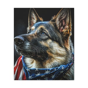 Patriotic Paws - German Shepherd Canvas Gallery Wrap