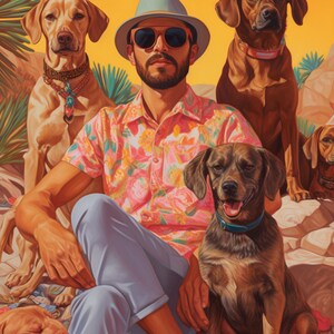 Guy and His Dog: Miami Vibes Canvas Gallery Wrap