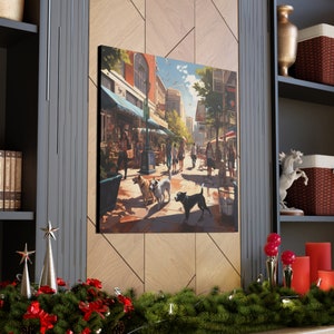 Dogs In Town Canvas Gallery Wrap