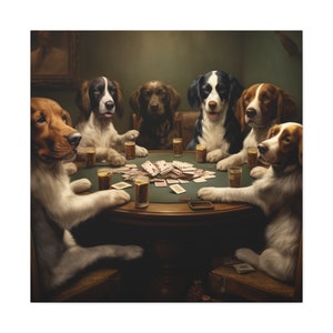 Canine Casino - Dogs Playing Poker Canvas Gallery Wrap