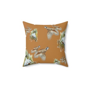 Quail Hunt Spun Polyester Square Pillow, Southern, Hunting, Quail, Birddog, Georgia, Studio Blue