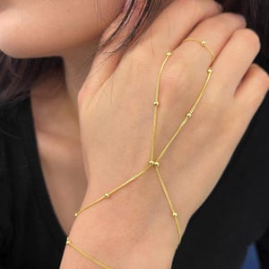 Gold Hand Chain Bracelet: Minimalist Boho Finger Jewelry