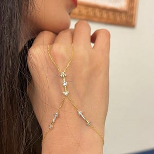 Gold Arrow Hand Chain Bracelet: Boho Minimalist Jewelry