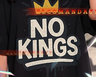 Maglietta "No Kings In America", maglietta con dichiarazione politica audace, maglietta di protesta anti-re, design con bandiera americana usurata