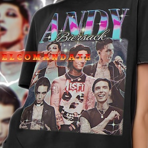Camisa Andy Biersack Bootleg, Camisa Vintage Andy Biersack, Camiseta Retro Andy Biersack Anos 90, Camiseta Andy Biersack Bootleg, Suéter Andy Biersack