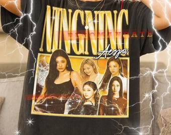 Aespa Ningning Rich Man Vintage Bootleg T-shirt: Oversized Kpop
