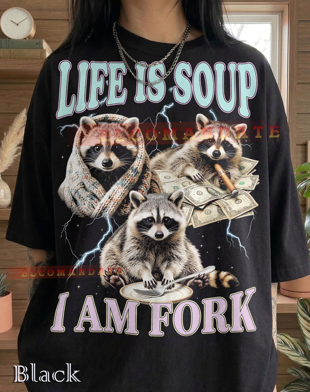 Life is Soup I Am Fork Raccoon 90s Comfort Colors® Tshirt, Vintage ...