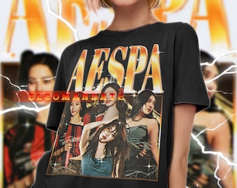 AESPA Chrome Heavy Metal SYNK Hyper Line Tour Shirt Kpop Merch