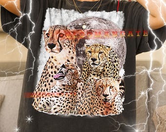 Gepard Gepard 90er Jahre Vintage Retro Bootleg Shirt, Geflecktes Dschungel Katzen Grafik T-Shirt, Wilde Natur Liebhaber Geschenk