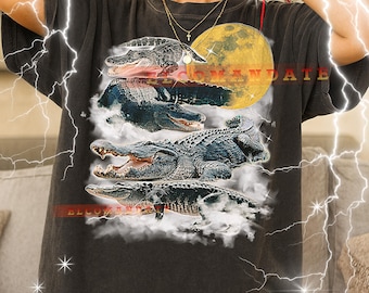 Alligator T-Shirt, Vintage Tierliebhaber Wild Gator Nature Graphic Tee, 90er Jahre Retro Throwback, Alligator Pullover